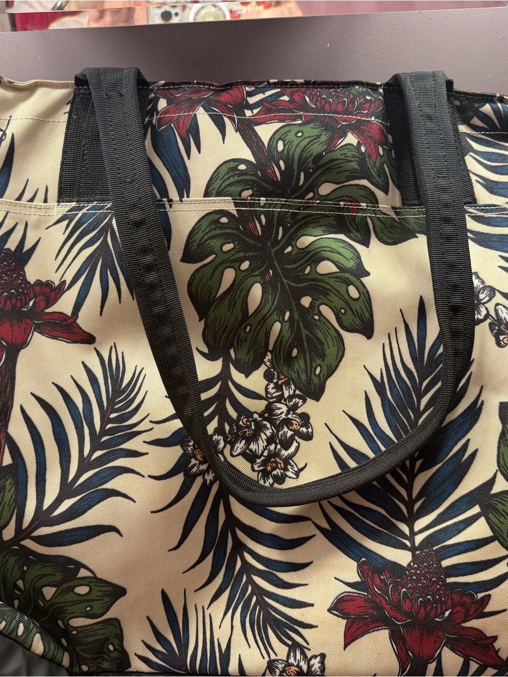Herschel Supply Company Tropical Floral Canvas Insulated Tote Bag - Picture 2 of 7